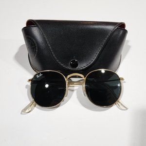 RayBan Black/Gold Round Sun Glasses